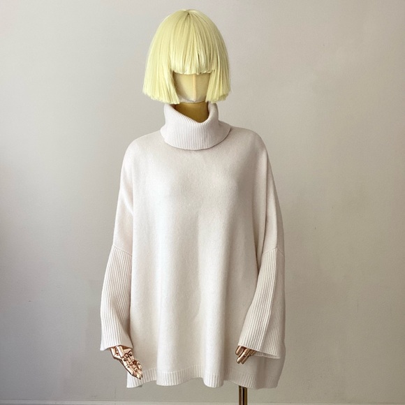 Sally LaPointe Sweaters - LAPOINTE Cashmere Cream Neutrals Long Sleeve Turtleneck Sweater XS